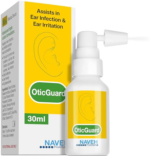 NAVEH PHARMA® Otic Guard Natural Ear Spray 3 in 1 Herbal-Oil Blend for Ear Infections & Pain, Itchy Ears Ear Wax Removal Kit Softener for Clogged Ear Relief, and Swimmer’s Ear (30 ml)