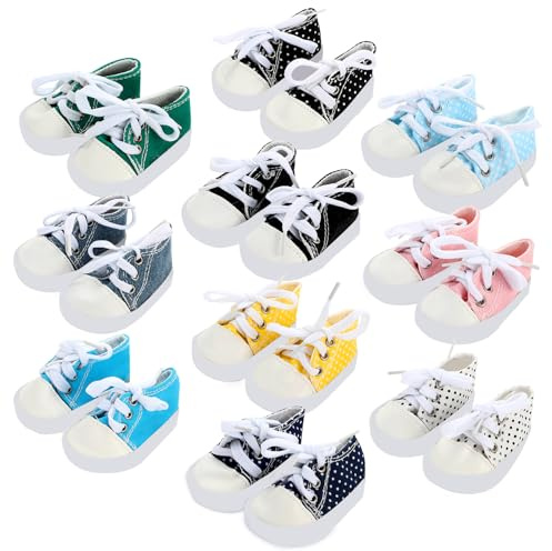 ONEST 10 Pairs of 18 Inch Doll Shoes Fits for American 18 Inch Doll Include Canvas Sneakers Tennis Shoes