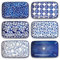 Selamica Set di 6 piatti da insalata rettangolari in ceramica, 24 cm, piatti piani, pasta, dessert, piatti da portata e vassoi per antipasti, sushi, frutta, set di 6, blu vintage