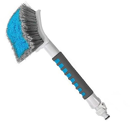 Water Fed Car Wash Brush, Soft Bristle Long Master Car Wheel Brush Easy Reach Rim Tire Detailing Brush Car Washing Brush for Wheels Rims Exhaust Tips Vehicle Engine Motorcycles, No Scratches