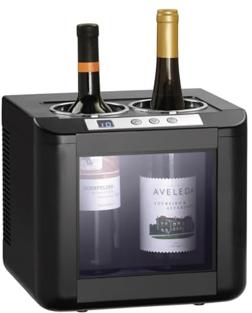 MBH - Raffreddatore elettrico professionale per bottiglie di vino per il settore alberghiero. Cantinetta per vino, espositore refrigerato da banco per 2 bottiglie di vino.