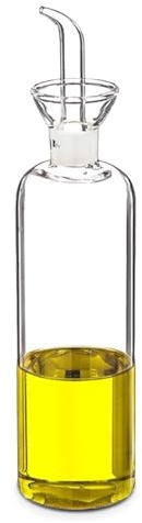 TIENDA EURASIA – Aceitera Cilíndrica | Material Cristal | Aceitera Antigoteo | Transparente | para Mesa de Cocina | Fácil de Limpiar | Aceiteras para Cocina (500 ml)