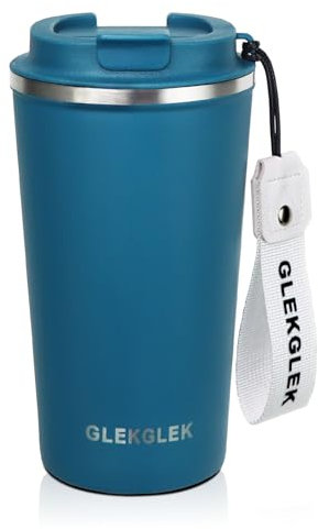 GLEKGLEK Taza Térmica 500ml, Reutilizable Vaso Termo Cafe para llevar, Doble Pared Vaso Termico, Antiderrames Frascos de Viaje para Coche Camping