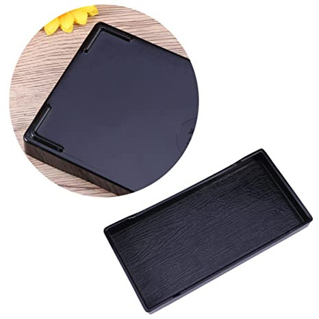 Kisangel Reptilien-futternapf Und Wasserschale Aus Unzerbrechlichem Material Kleines Schwarzes Badebecken Mit Naturgetreuer Holzmaserung Flaches Design Für Schildkröten Zum Fressen Trinken