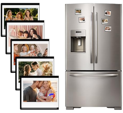 HIYQIN 5 Pezzi Cornici Magnetiche per Foto Instax Wide, per Polaroid Now/600/OneStep+ Espositore da Frigorifero 3,5x4,25 Adatto per Custodie Fotografiche Fujifilm Wide 400/300/EVO - Nero