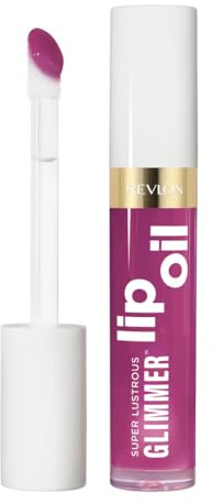 Revlon Super Lustrous Glimmer Lip Oil, Aceite labial hidratante, Tinte de labios, con Aceite de escualano vegetal, 006 Plum Pop
