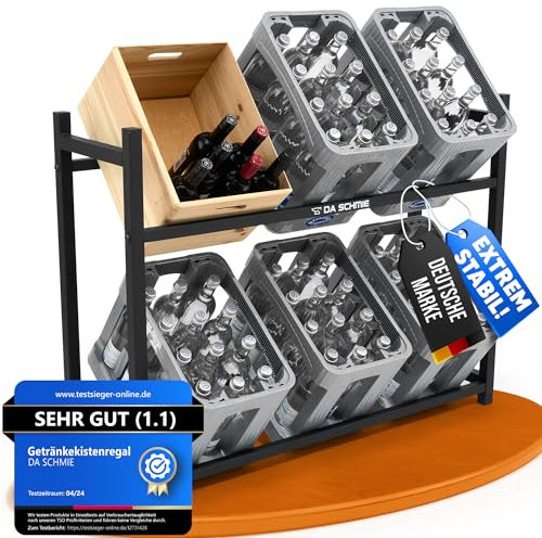DA SCHMIE Getränkekistenregal für 6 Kisten stabil und robust Getränkeregal Kistenregal Bierkistenregal Wasserkastenregal Kastenregal Lagerregal Schwarz Metall