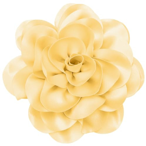 CREATCABIN Broche de Flor de 20cm, Broche de Camelia Extra de Albaricoque, Alfileres para Ropa, Broches de Solapa de Tela Satinada Extraíbles, Broches para Vestidos de Mujer, Accesorios para Bodas,