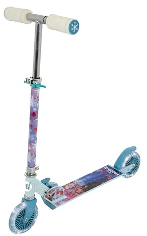 Frozen 2 Kids Light-Up Inline Scooter | Officially Licenced Girls or Boys Unisex | Folding Adjustable Two Wheel Scooter with Light Up Wheels | Ages 5+