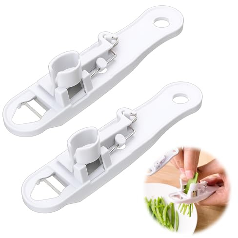 2 Pcs Green Bean Stringer Multi-Functional Runner Bean Slicer Hand-Held Vegetable Runner Cutter French Style Shredder Peeler Kitchen Essential Slicing Tool for Restauran Home Cooking, White