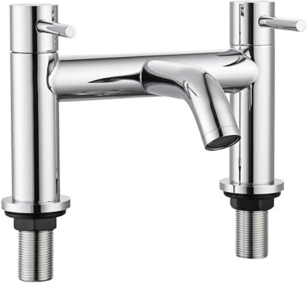 Peppermint Bath Taps Double Lever Bath Mixer Tap Monobloc Lead-Free Stainless Steel Bathroom Faucet 2 in 1 Mixer Taps Modern Deck Mounted Bathroom Filler Faucet Chrome