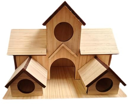 SZLIFE Bird House Maison Oiseau Suspendue Bois avec Trois Trous Nid pour Famille Moineau Fonction Décorative Convient à Maison, Style B