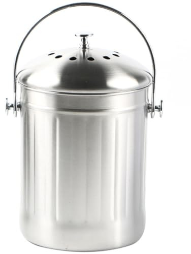 SEWACC Contenedor de Compost de Cocina Acero Inoxidable Grande Tapa Hermética, Cubo de Basura Multiusos para Hogar y Reciclaje, Cubo Compostador Exterior para Almacenamiento