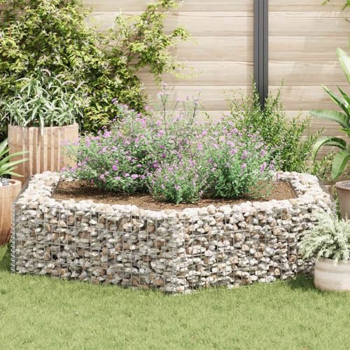Yisssmeng Hexagonal Galvanized Steel Raised Garden Bed Planter 78.7 x 68.1 x 15.7 in Silver Rustic Outdoor Planter Box for Balcony Patio Gardening