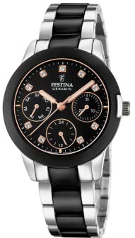 Festina Damen Analog Quarz Uhr mit Edelstahl Armband F20497/3, mittel