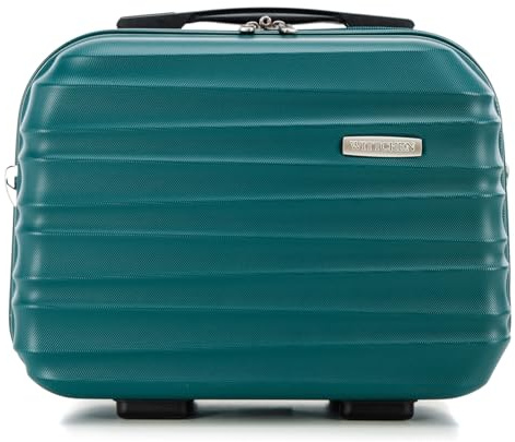 WITTCHEN Necessaire Travel Estuche cosmético de Viaje Maletín de Viaje Maletas de Mano Maletín de Cabina ABS Neceser Rigido Groove Line Verde Ryanair/Vueling/Iberia/easyJet/Iberia Express