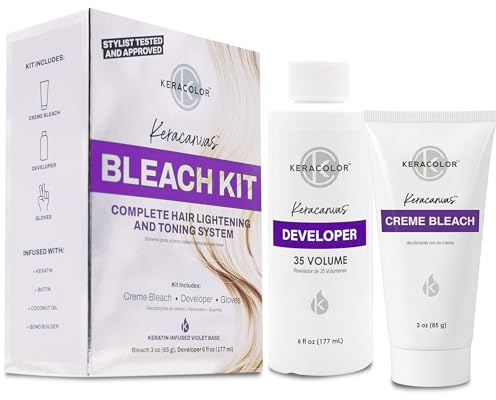 Keracolor Keracanvas Hair Bleach Kit, Complete Hair Lightening & Toning System, Lifts Up to 8 Levels, Neutralizes Brassiness
