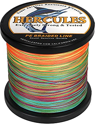 HERCULES Lenza da pesca intrecciata a 12 fili, 100-2000 m, treccia di lenza 109-2196 metri, 10 lb - 420 lb testata PE, adatta per acqua dolce e salata