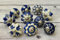 ARTISNO Lot de 10 boutons ronds décoratifs en céramique pour armoire de cuisine, tiroir, armoire et commode, bleu et blanc