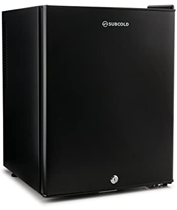 Subcold Aire40 LED Mini Fridge | 40L Table Top Fridge | Quiet & Frost Free for Bedrooms & Hotels | Lockable with Solid door & interior LED light (Black)