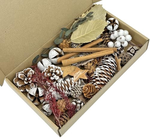 Pextian Adventskranz Deko, 68PCS Weihnachtsdeko, Bastelset Weihnachten, Bastelzubehör mit Tannenzapfen, Moos für Deko Adventskranz, Weihnachtskranz, Weihnachten, Basteln, Türkranz, Tisch