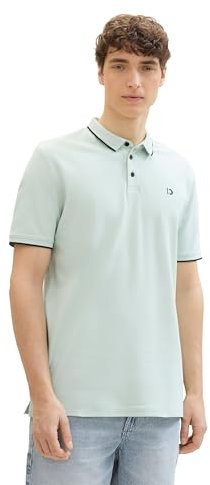 TOM TAILOR Denim Herren Basic Piqué Poloshirt, sea foam, M