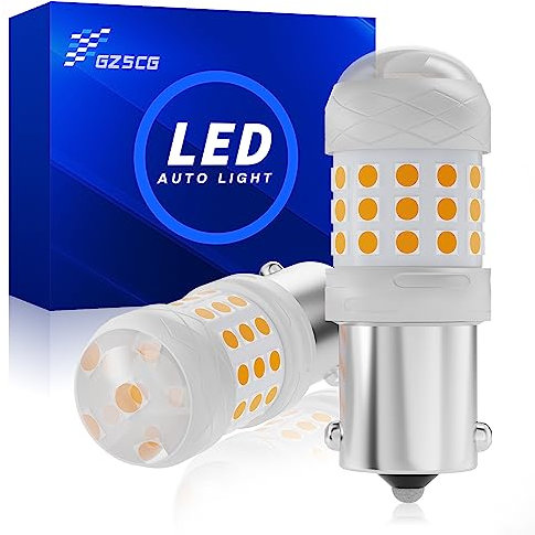 GZ5CG 1156 BA15S LED Bulbs Amber 382 P21W Turn Signal Light Bulbs 3030 42SMD 2000LM DC 12V 24V (Pack of 2)