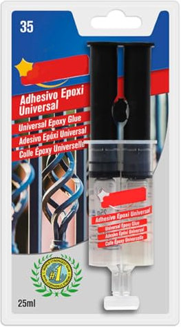 KROWN - Pegamento Epoxi 2 Componentes 25 ml. Adhesivo Epoxi Transparente, Metal, Cristal, Espejos, Plásticos, Mármol, Embarcaciones, Madera, Piel, Etc