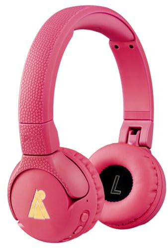 POGS Bluetooth wireless kids headphones | The Gecko 2 | Adjustable, foldable, durable headphones for kids 3+ | Volume limited 85 dB | Microphone | On-Ear | Wireless music-sharing function (rPink)