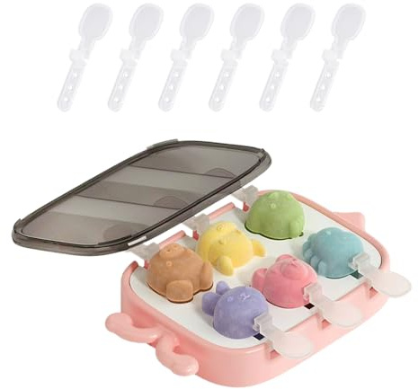 1 moule à glace, 12 bâtonnets de glace, 1 couvercle, moule à glace avec tige, moule à glace en plastique avec motif animal