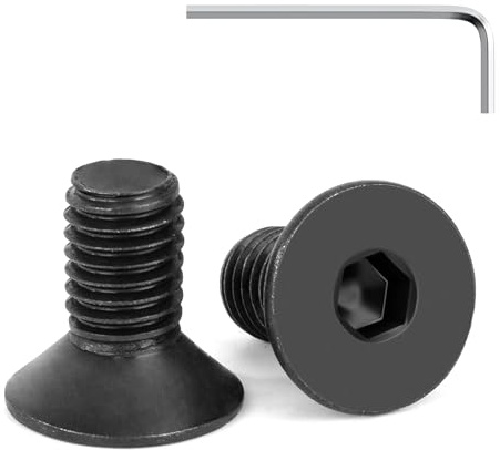 Tunejoy Viti a Testa Svasata M8 x 16 mm Nero Vite a Brugola Bulloni in Acciaio Inox A2 V2A Viti a Testa Piatta Norma DIN 7991 con Chiavi a Esagono Filettatura Completa 20 pezzi