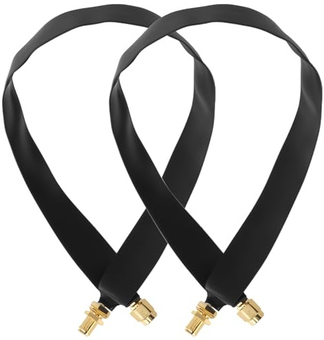 QWORK® 2 stycken 30 cm SMA fönster koaxialkabel, platt kabel SMA kontakt till hona kompatibel med WLAN, 5G, 4G LTE router antenn