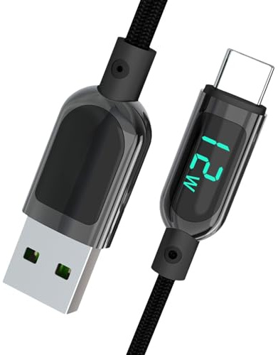Câble de charge USB Type C, câble de type C avec affichage,Câble de charge rapide USB Type C - Smart Chip High Stable Current Chargeur Compatible Tablettes, ordinateur portable, appareil photo, écoute