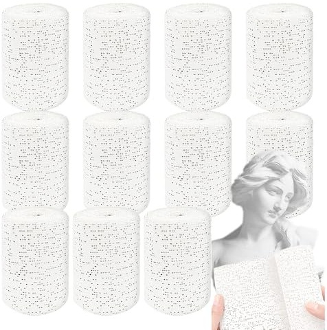 Mineup Set Di 12 Calco Pancia Gravidanza, 7.5cmx2.7m Calco Gesso Per Pancione in Dolce Attesa, Kit Per Calc in Gesso Adatto a Modellatura, Impronta Forma Addome Gestante
