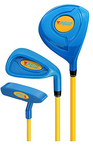 Junior golfklubbor set med golfträ, järn, putter, väska för högerhänta barn, pojkar, flickor, golf, swing, träning, sport (ålder 4-5, blå (utan väska))