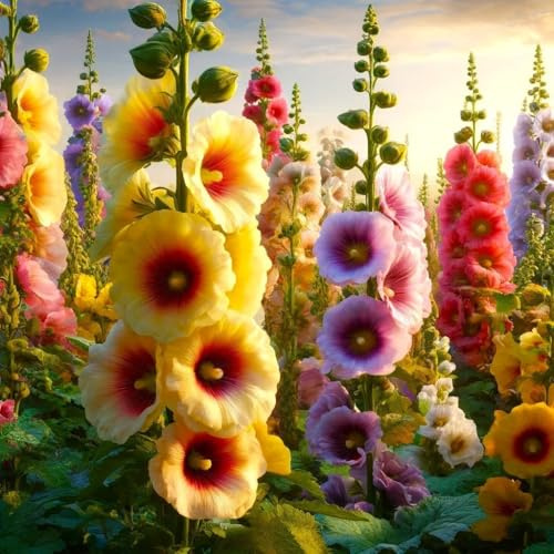 Hollyhock Seed Mix Malva 30+ Seeds for Planting Showy Perennial Flower Multicolor Mixture