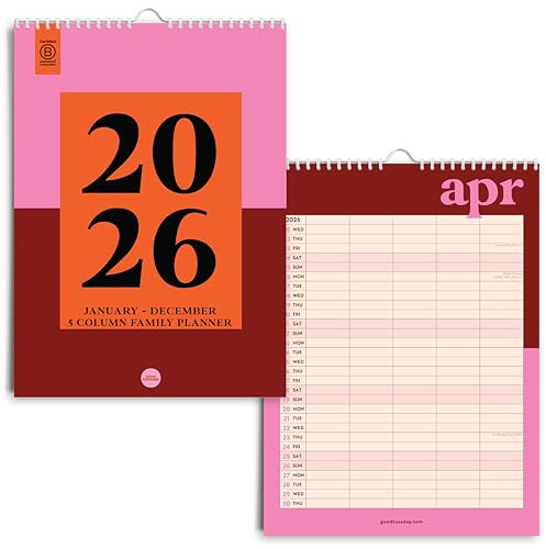Good Tuesday - Bold Blocks - A3 5-Column Family Wall Planner - 100% Recycled Paper, UK Made