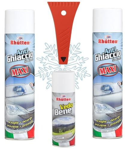 youth care Terra Ricambi 2X Spray Antighiaccio No Frost Maxi 400ml + Vedo Bene Antiappannante + Raschiaghiaccio | Scioglie Ghiaccio, Protegge e Pulisce Vetri, Anti Condensa – Kit Invernale Auto.