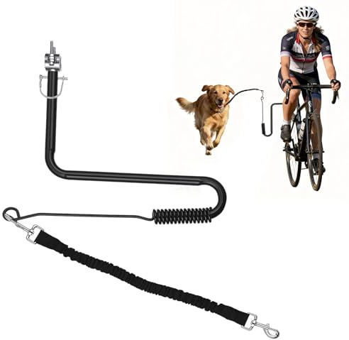 Dog Bike Leash Hands Free Bicycle Attachment,180° Rotating Shock-Absorbing Steel Core Rope, Adjustable Lead for Medium & Large Dogs, Safe Dogs Cycle Exerciser for Dog Walking,Running,Cycling