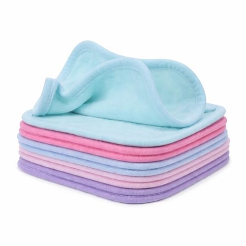 10Pcs Reusable Makeup Remover Cloth, Washable Microfiber Face Cloth, 5.5 x 5.3In Compact Makeup Remover Towels for Women Girls Remove Face Eye Lips Dirt Makeup Waterproof Mascara