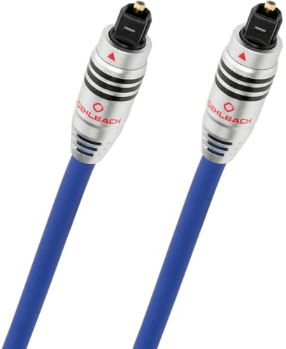 OEHLBACH Series 80 – High-End optisk digital kabel med full metall Toslinkkontakt (digital ljudkabel – hemmabio, soundbar, Blu-ray-spelare och PS4pro, Xbox One) 3,0 m – blå