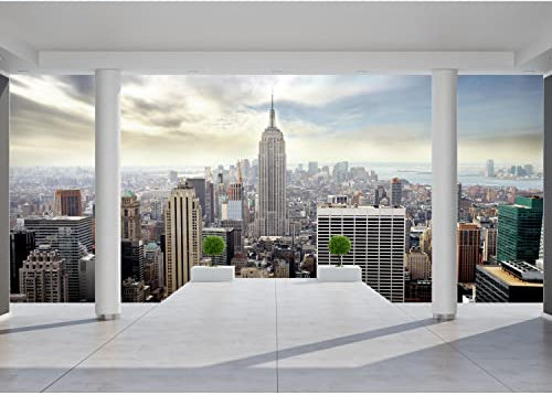 Runa Art Papel tapiz fotográfico Balcón Nueva York Moderna Lana Sala Cuarto Salón - Made in Germany - azul 9204010a