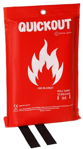 C CRYSTAL LEMON Couverture Anti-Incendie de Cuisine en Fibre de Verre – 100 x 100 cm, Couverture de sécurité d’Urgence, idéale pour Maison, Camping ou Cuisine, fiable et réutilisable.