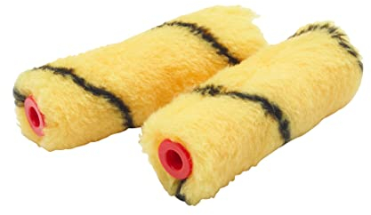 ProDec Lot de 2 mini-rouleaux 100 mm poils moyens, finition lisse avec émulsions pro et particuliers pour peindre murs intérieurs et plafonds, derrière les radiateurs