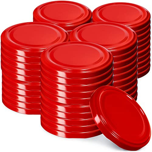 KADAX Schraubdeckel fi82 mm, Twist-Off-Deckel Set aus Metall, Ersatzdeckel für Einmachgläser, Deckel mit 6 Einrastzähnen für Sturzgläser und Einmachgläser (Rot, 50 Stück)