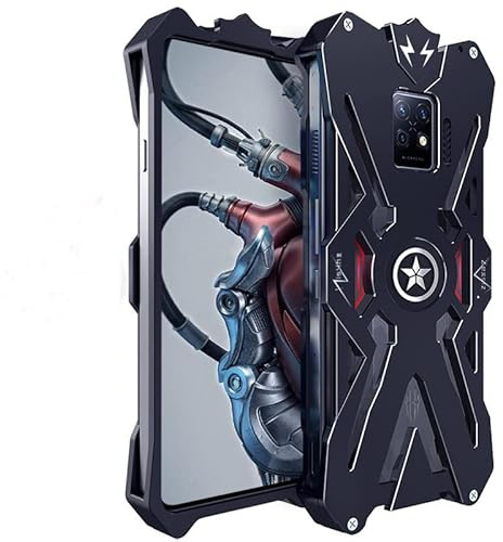 Duanmuci Luxury Aluminum Metal Shockproof Cover Compatible with ZTE nubia Red Magic 7 /Red Magic 7 Pro (Color : Black Red, Size : For RedMagic 7 Pro)