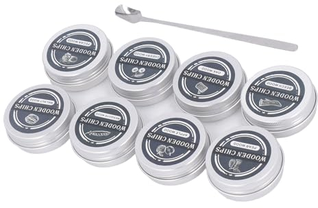 CHICIRIS 8 Sabores de Astillas de Madera, Astillas para Fumar Manzana, Roble, Haya, Nogal, Cereza, Pera, Mezquite, Nuez, sin Conservantes Químicos para Barbacoa Ahumadora