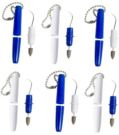 UBLNNFY Juego de 6 púas dentales portátiles para eliminar manchas de dientes, borrador de dientes reutilizable, mini placa de viaje y removedor de sarro, kit de limpieza de dientes con llavero