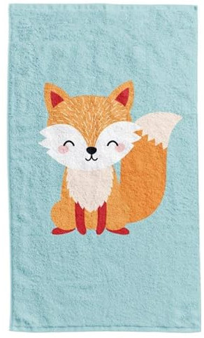 damaloo Kinderhandtuch 30x50cm mit Fuchs Motiv aus Baumwolle - Händetuch für Mädchen & Jungen - Gästehandtuch, Gesichtstuch, Blaues Handtuch - Kleiner Waschlappen 30x50 cm - Kinder Handtuch klein