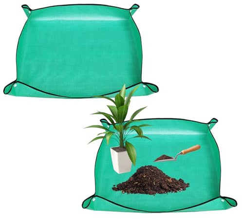 MYLERCT Estera de Plantación 2 Piezas Jardinería Almohadilla Engrosadas, 66 cm y 75 cm Cuadrados, con Hebilla de Plástico, Potting Mat Plegable, para Cultivar Plántulas y Reemplazar Tierra